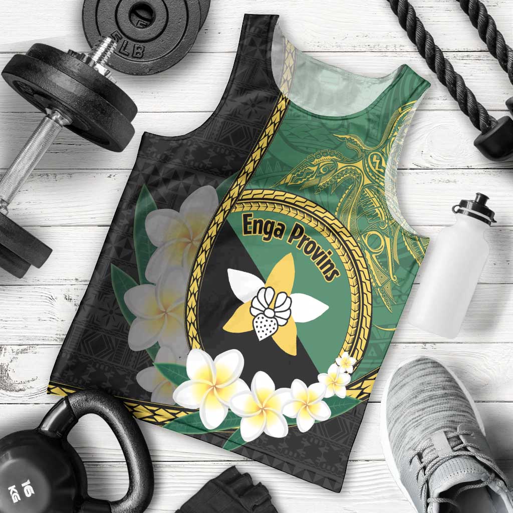 Personalised PNG Enga Provins Men Tank Top Papua New Guinea Plumeria Melanesian Pattern - Polynesian Pride
