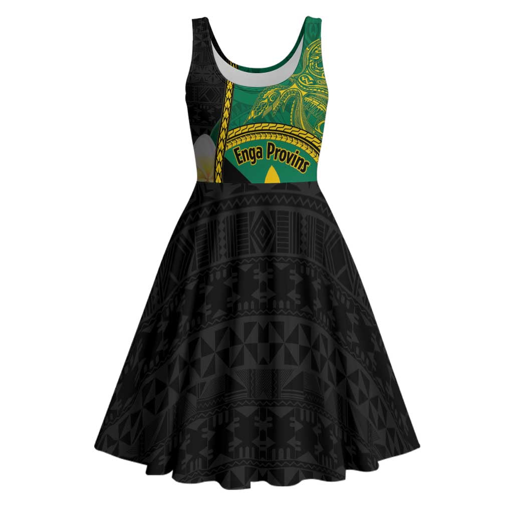 Personalised PNG Enga Provins Midi Dress Papua New Guinea Plumeria Melanesian Pattern - Polynesian Pride