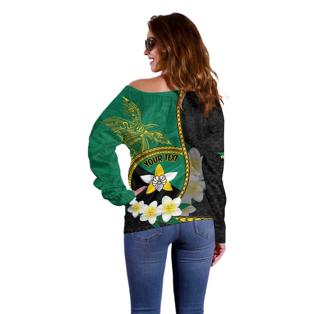 Personalised PNG Enga Provins Off Shoulder Sweater Papua New Guinea Plumeria Melanesian Pattern - Polynesian Pride