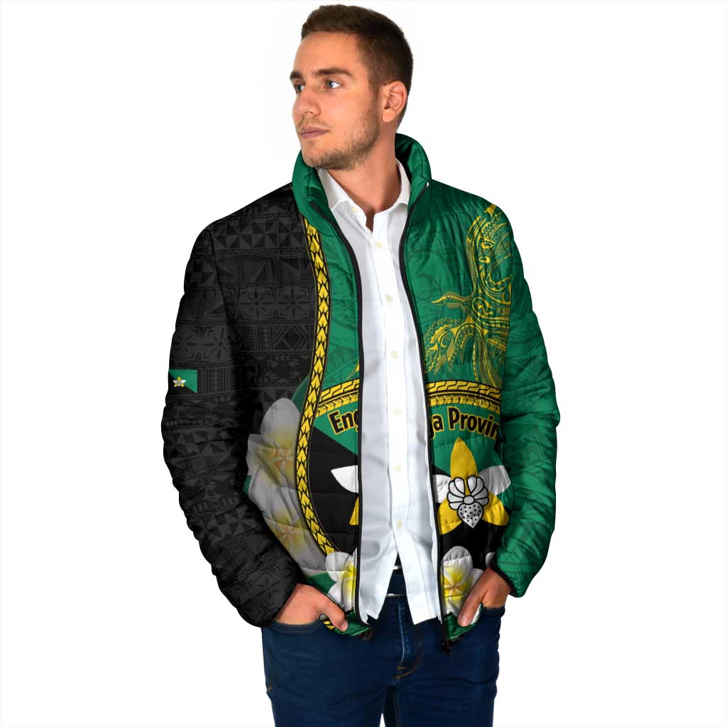 Personalised PNG Enga Provins Padded Jacket Papua New Guinea Plumeria Melanesian Pattern - Polynesian Pride