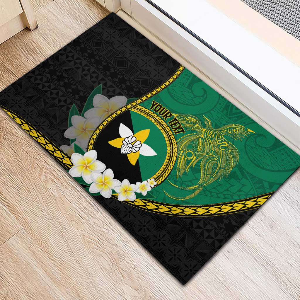 Personalised PNG Enga Provins Rubber Doormat Papua New Guinea Plumeria Melanesian Pattern - Polynesian Pride