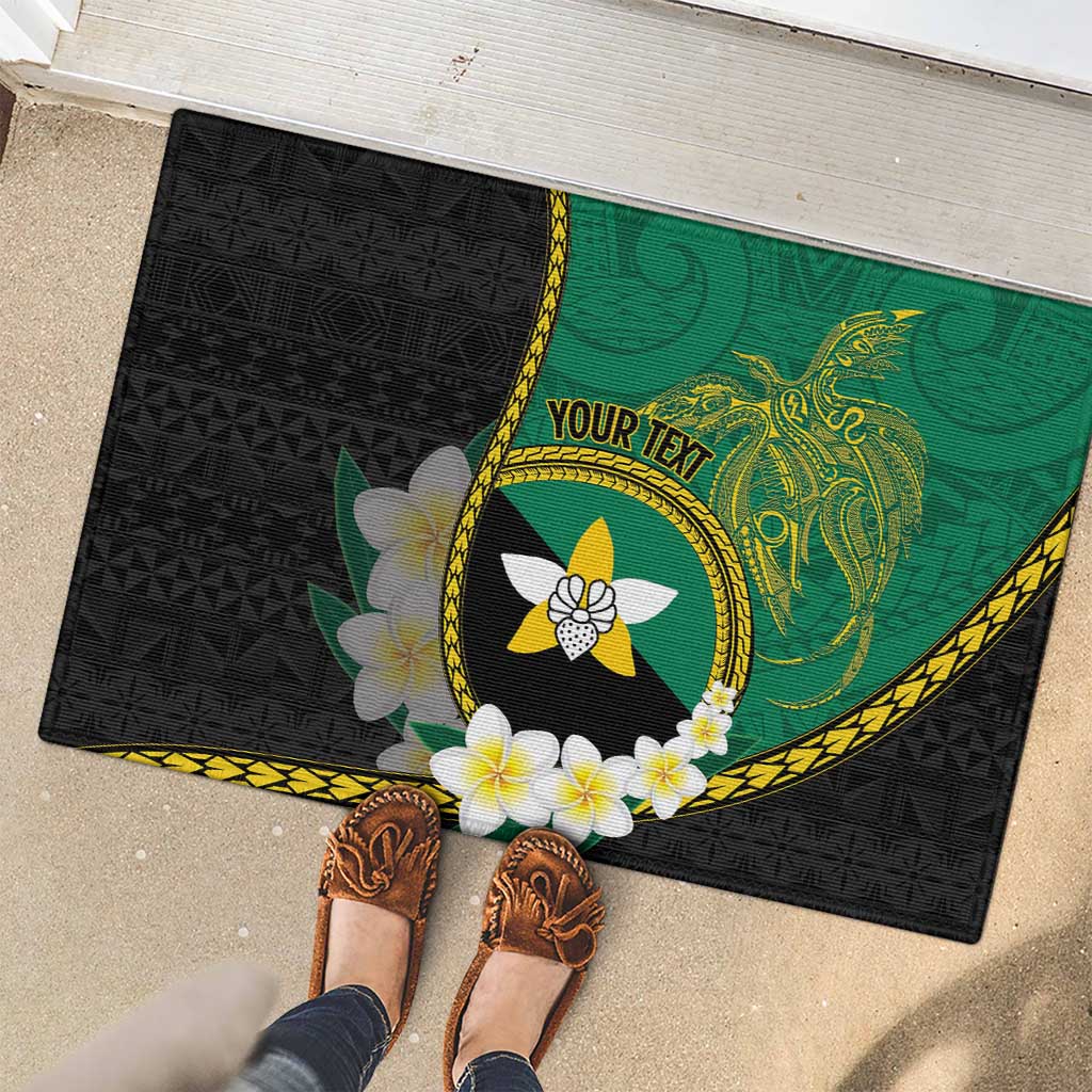 Personalised PNG Enga Provins Rubber Doormat Papua New Guinea Plumeria Melanesian Pattern - Polynesian Pride