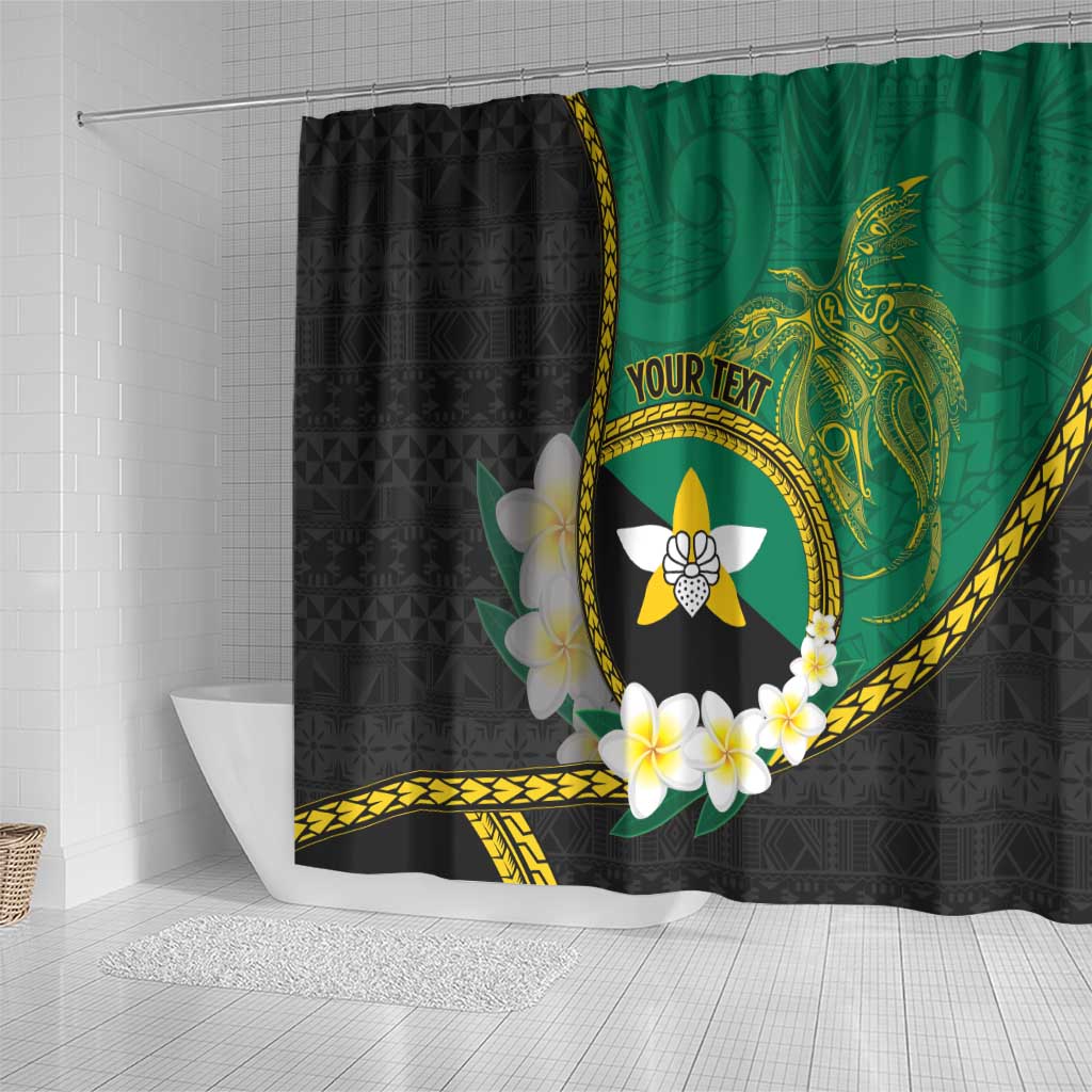 Personalised PNG Enga Provins Shower Curtain Papua New Guinea Plumeria Melanesian Pattern - Polynesian Pride