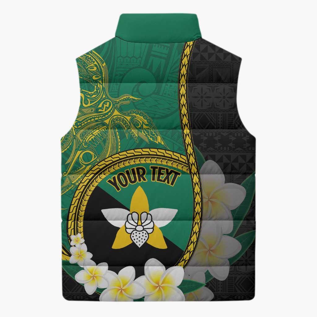 Personalised PNG Enga Provins Sleeveless Puffer Jacket Papua New Guinea Plumeria Melanesian Pattern - Polynesian Pride