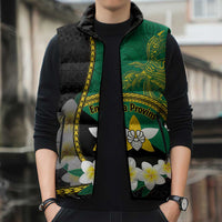 Personalised PNG Enga Provins Sleeveless Puffer Jacket Papua New Guinea Plumeria Melanesian Pattern - Polynesian Pride
