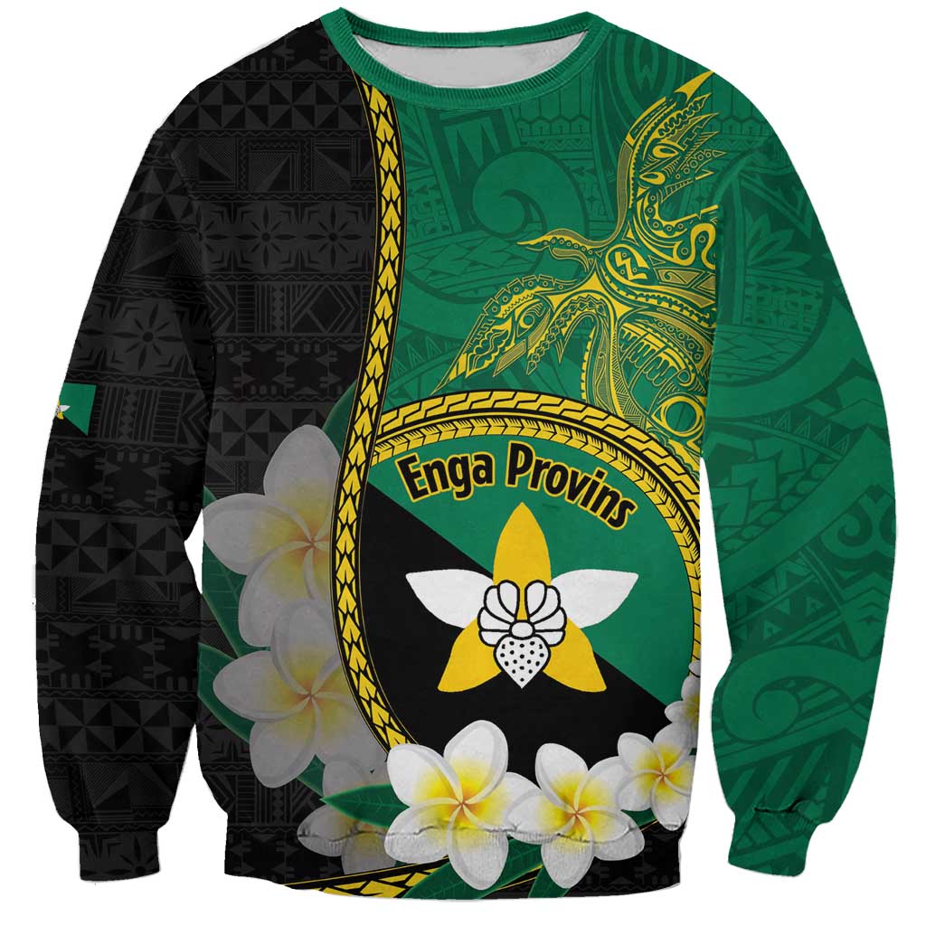 Personalised PNG Enga Provins Sweatshirt Papua New Guinea Plumeria Melanesian Pattern LT14 Unisex Black - Polynesian Pride
