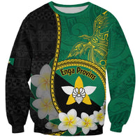 Personalised PNG Enga Provins Sweatshirt Papua New Guinea Plumeria Melanesian Pattern LT14 Unisex Black - Polynesian Pride