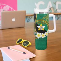 Personalised PNG Enga Provins Tumbler With Handle Papua New Guinea Plumeria Melanesian Pattern - Polynesian Pride
