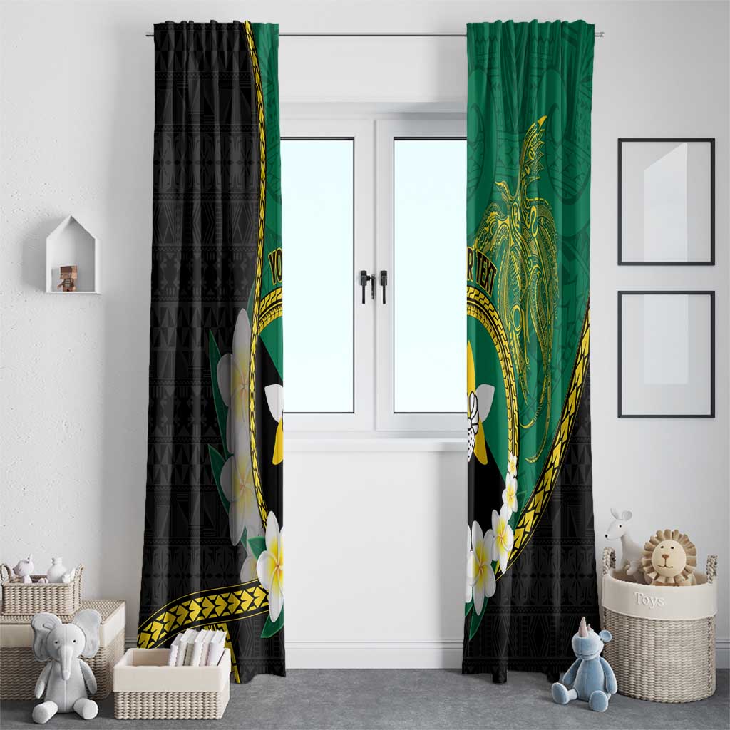Personalised PNG Enga Provins Window Curtain Papua New Guinea Plumeria Melanesian Pattern - Polynesian Pride