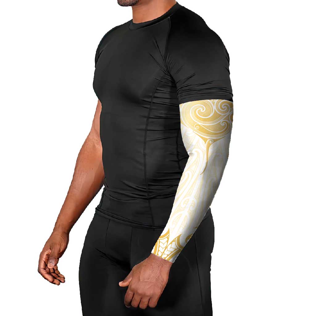 Gold White New Zealand Manta Ray Arm Sleeves Aotearoa Maori Haehae LT14 - Polynesian Pride