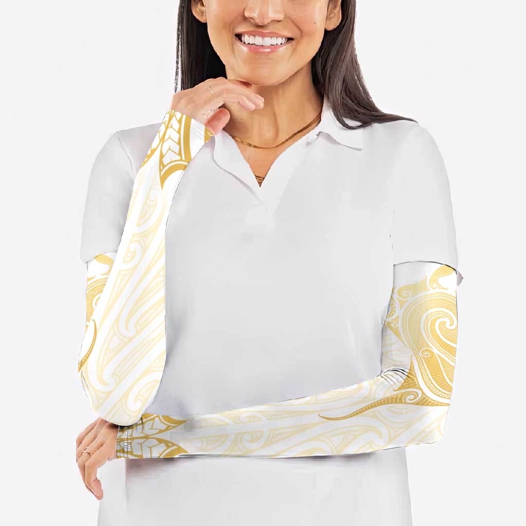 Gold White New Zealand Manta Ray Arm Sleeves Aotearoa Maori Haehae LT14 - Polynesian Pride