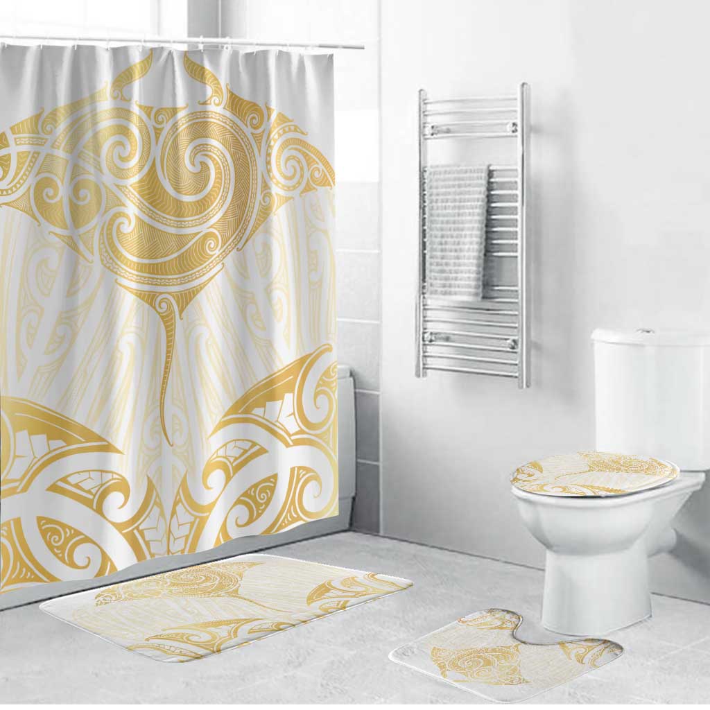 Gold White New Zealand Manta Ray Bathroom Set Aotearoa Maori Haehae - Polynesian Pride