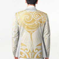 Gold White New Zealand Manta Ray Blazer Aotearoa Maori Haehae - Polynesian Pride