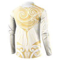 Gold White New Zealand Manta Ray Button Sweatshirt Aotearoa Maori Haehae LT14 - Polynesian Pride