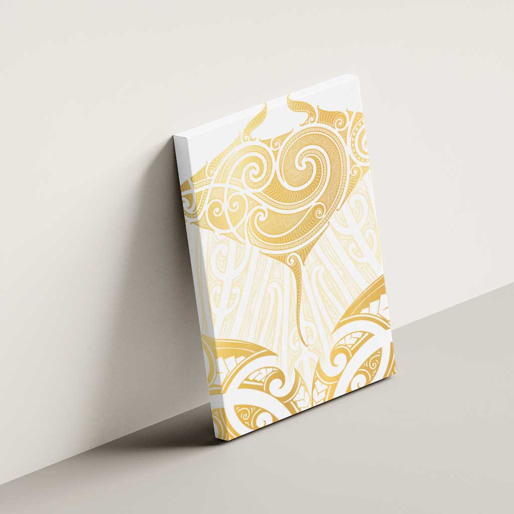 Gold White New Zealand Manta Ray Canvas Wall Art Aotearoa Maori Haehae LT14 - Polynesian Pride