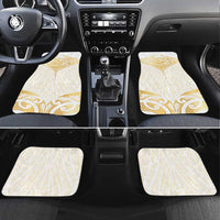 Gold White New Zealand Manta Ray Car Mats Aotearoa Maori Haehae LT14 Set 4pcs White - Polynesian Pride