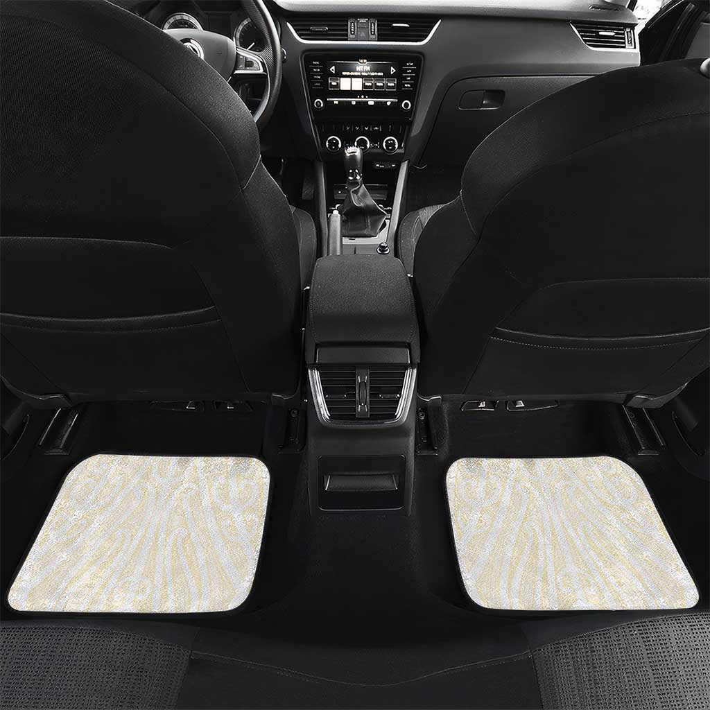 Gold White New Zealand Manta Ray Car Mats Aotearoa Maori Haehae LT14 Set 2pcs - Back White - Polynesian Pride