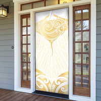 Gold White New Zealand Manta Ray Door Cover Aotearoa Maori Haehae - Polynesian Pride