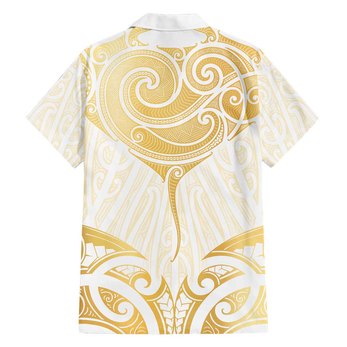 Gold White New Zealand Manta Ray Family Matching Off The Shoulder Long Sleeve Dress and Hawaiian Shirt Aotearoa Maori Haehae - Polynesian Pride
