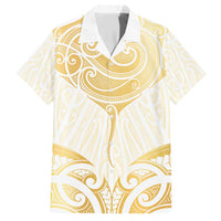 Gold White New Zealand Manta Ray Family Matching Short Sleeve Bodycon Dress and Hawaiian Shirt Aotearoa Maori Haehae - Polynesian Pride