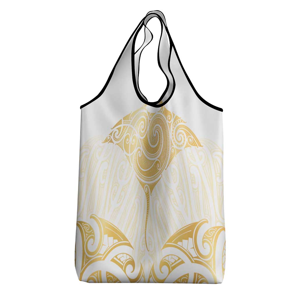 Gold White New Zealand Manta Ray Grocery Bag Aotearoa Maori Haehae LT14 - Polynesian Pride