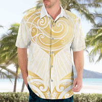 Gold White New Zealand Manta Ray Hawaiian Shirt Aotearoa Maori Haehae LT14 - Polynesian Pride