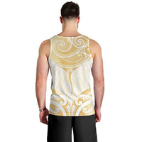 Gold White New Zealand Manta Ray Men Tank Top Aotearoa Maori Haehae - Polynesian Pride