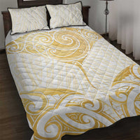 Gold White New Zealand Manta Ray Quilt Bed Set Aotearoa Maori Haehae - Polynesian Pride