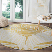Gold White New Zealand Manta Ray Round Carpet Aotearoa Maori Haehae - Polynesian Pride