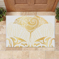 Gold White New Zealand Manta Ray Rubber Doormat Aotearoa Maori Haehae LT14 White - Polynesian Pride
