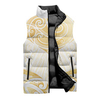 Gold White New Zealand Manta Ray Sleeveless Puffer Jacket Aotearoa Maori Haehae LT14 - Polynesian Pride