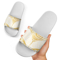 Gold White New Zealand Manta Ray Slide Sandals Aotearoa Maori Haehae - Polynesian Pride