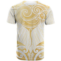 Gold White New Zealand Manta Ray T Shirt Aotearoa Maori Haehae - Polynesian Pride