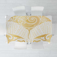 Gold White New Zealand Manta Ray Tablecloth Aotearoa Maori Haehae LT14 White - Polynesian Pride