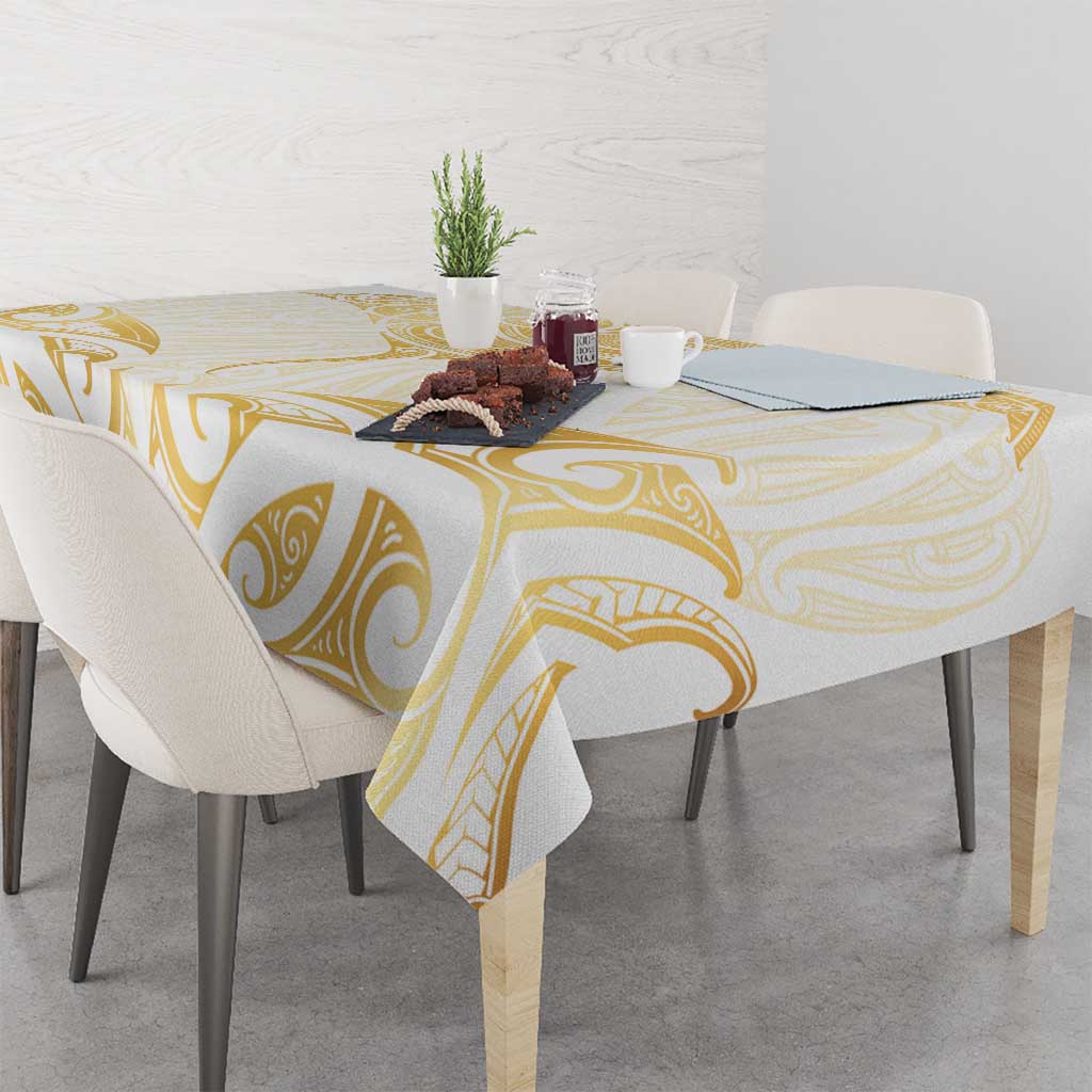 Gold White New Zealand Manta Ray Tablecloth Aotearoa Maori Haehae LT14 - Polynesian Pride