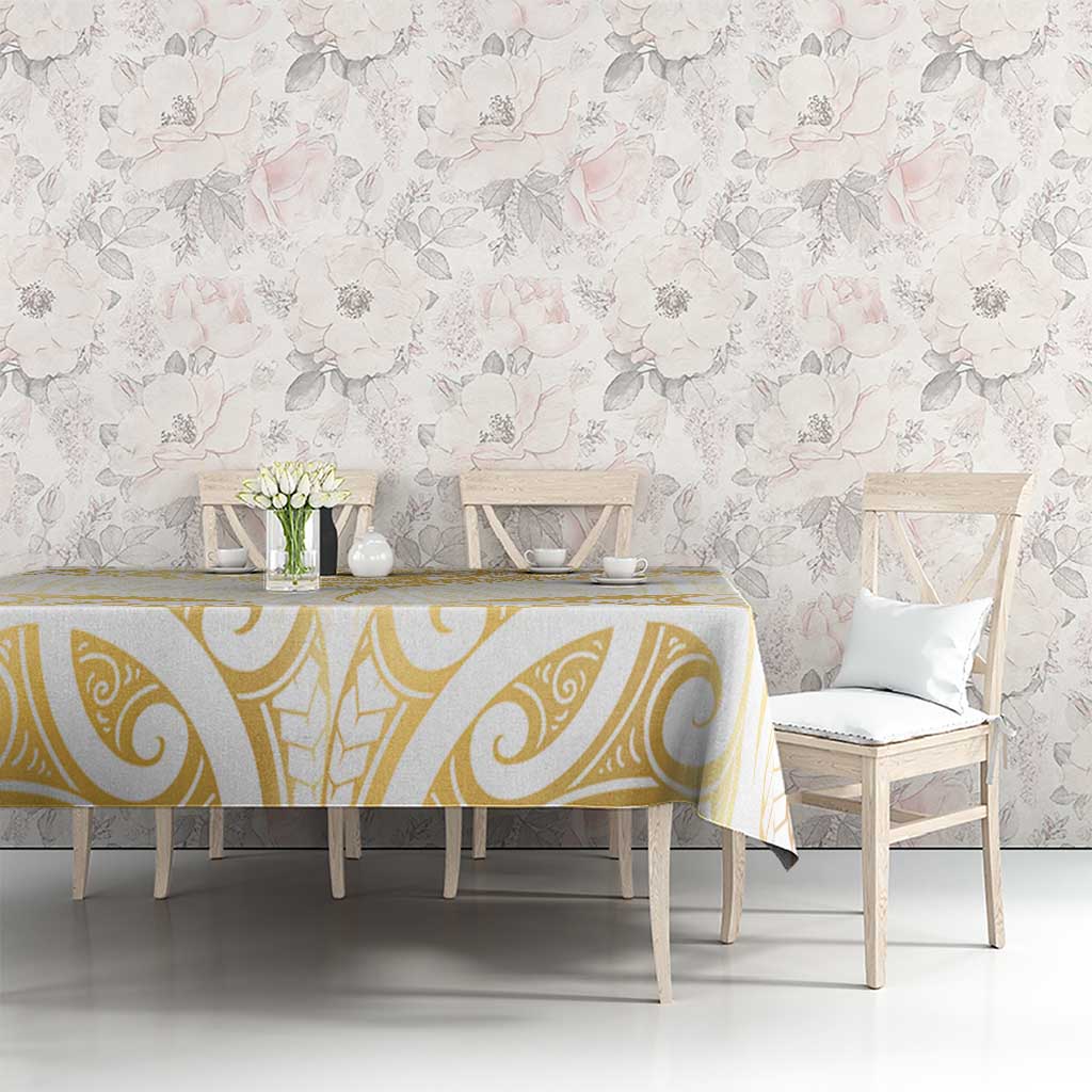 Gold White New Zealand Manta Ray Tablecloth Aotearoa Maori Haehae LT14 - Polynesian Pride