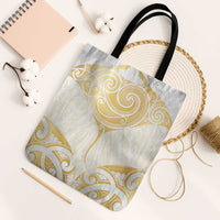 Gold White New Zealand Manta Ray Tote Bag Aotearoa Maori Haehae LT14 Black Strap One Size White - Polynesian Pride