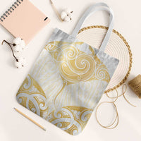 Gold White New Zealand Manta Ray Tote Bag Aotearoa Maori Haehae LT14 White Strap One Size White - Polynesian Pride