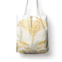 Gold White New Zealand Manta Ray Tote Bag Aotearoa Maori Haehae LT14 - Polynesian Pride