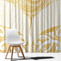 Gold White New Zealand Manta Ray Window Curtain Aotearoa Maori Haehae - Polynesian Pride