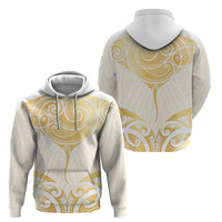 Gold White New Zealand Manta Ray Zip Hoodie Aotearoa Maori Haehae - Polynesian Pride