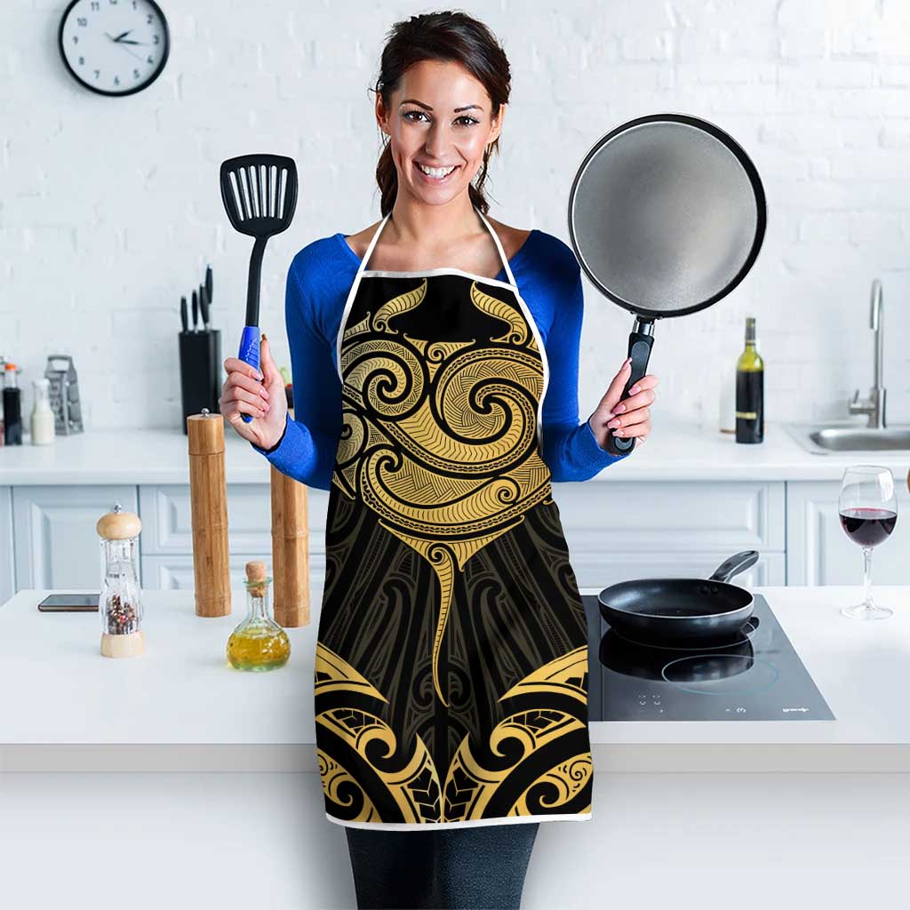 Gold Black New Zealand Manta Ray Apron Aotearoa Maori Haehae - Polynesian Pride