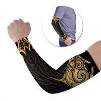 Gold Black New Zealand Manta Ray Arm Sleeves Aotearoa Maori Haehae LT14 Set of 2 Black - Polynesian Pride
