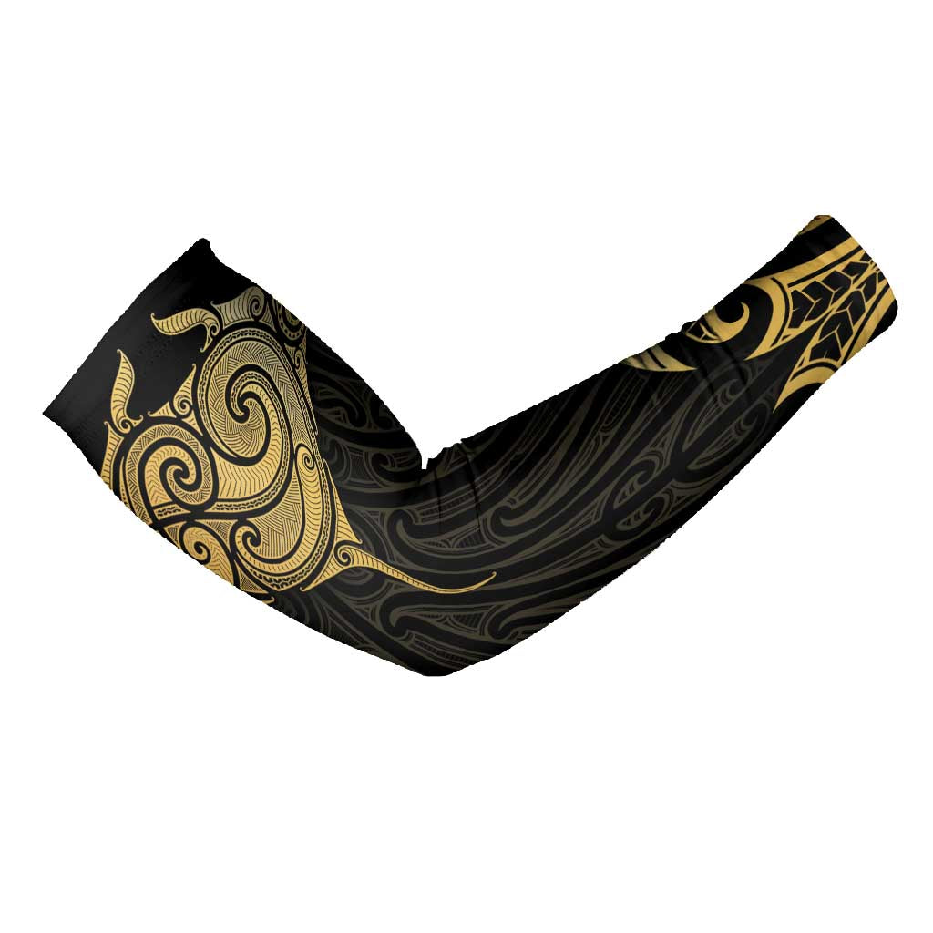 Gold Black New Zealand Manta Ray Arm Sleeves Aotearoa Maori Haehae LT14 - Polynesian Pride