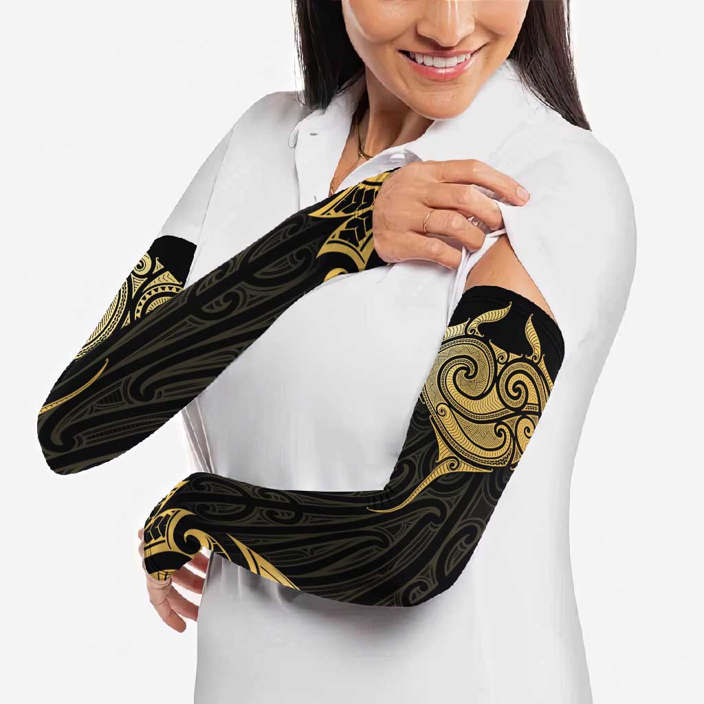 Gold Black New Zealand Manta Ray Arm Sleeves Aotearoa Maori Haehae LT14 - Polynesian Pride
