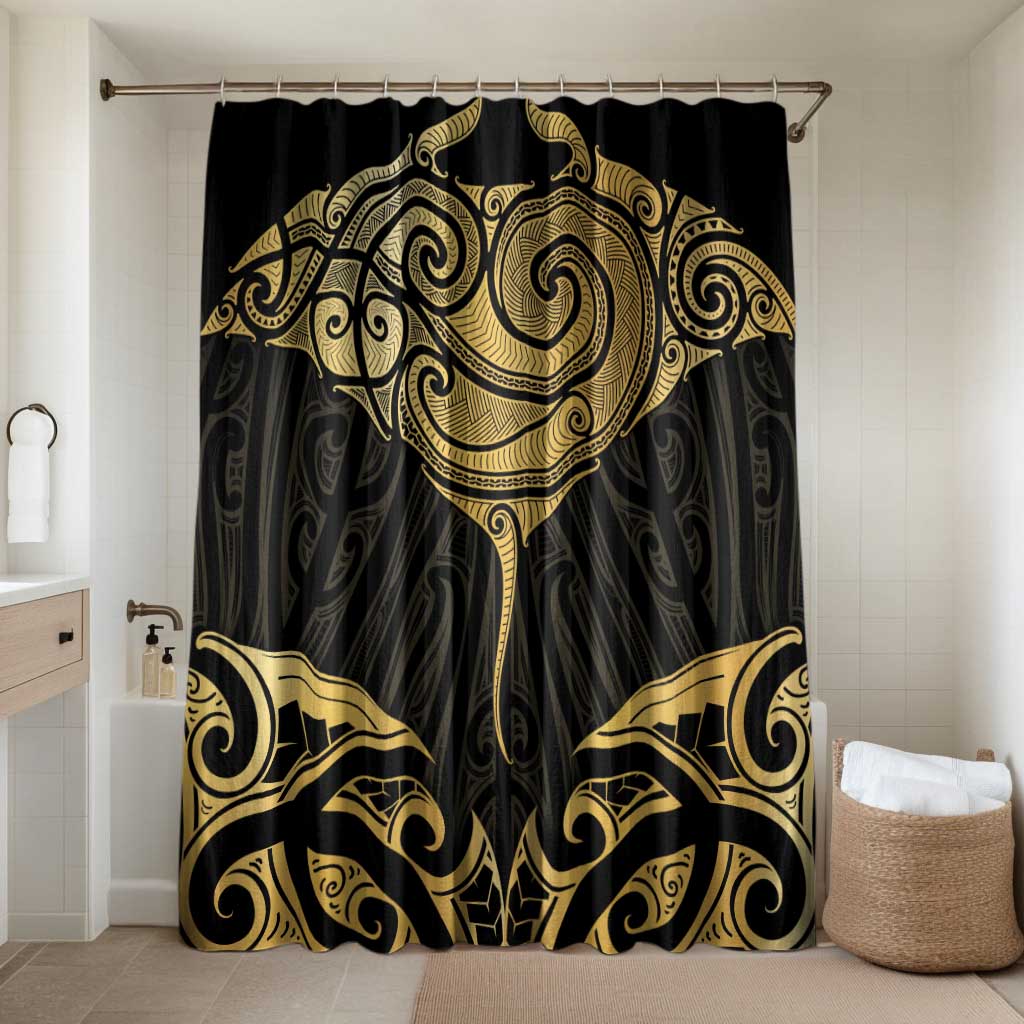 Gold Black New Zealand Manta Ray Bathroom Set Aotearoa Maori Haehae - Polynesian Pride