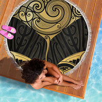 Gold Black New Zealand Manta Ray Beach Blanket Aotearoa Maori Haehae LT14 - Polynesian Pride