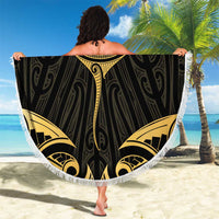 Gold Black New Zealand Manta Ray Beach Blanket Aotearoa Maori Haehae LT14 - Polynesian Pride