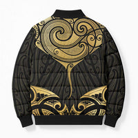 Gold Black New Zealand Manta Ray Bomber Puffer Jacket Aotearoa Maori Haehae LT14 - Polynesian Pride