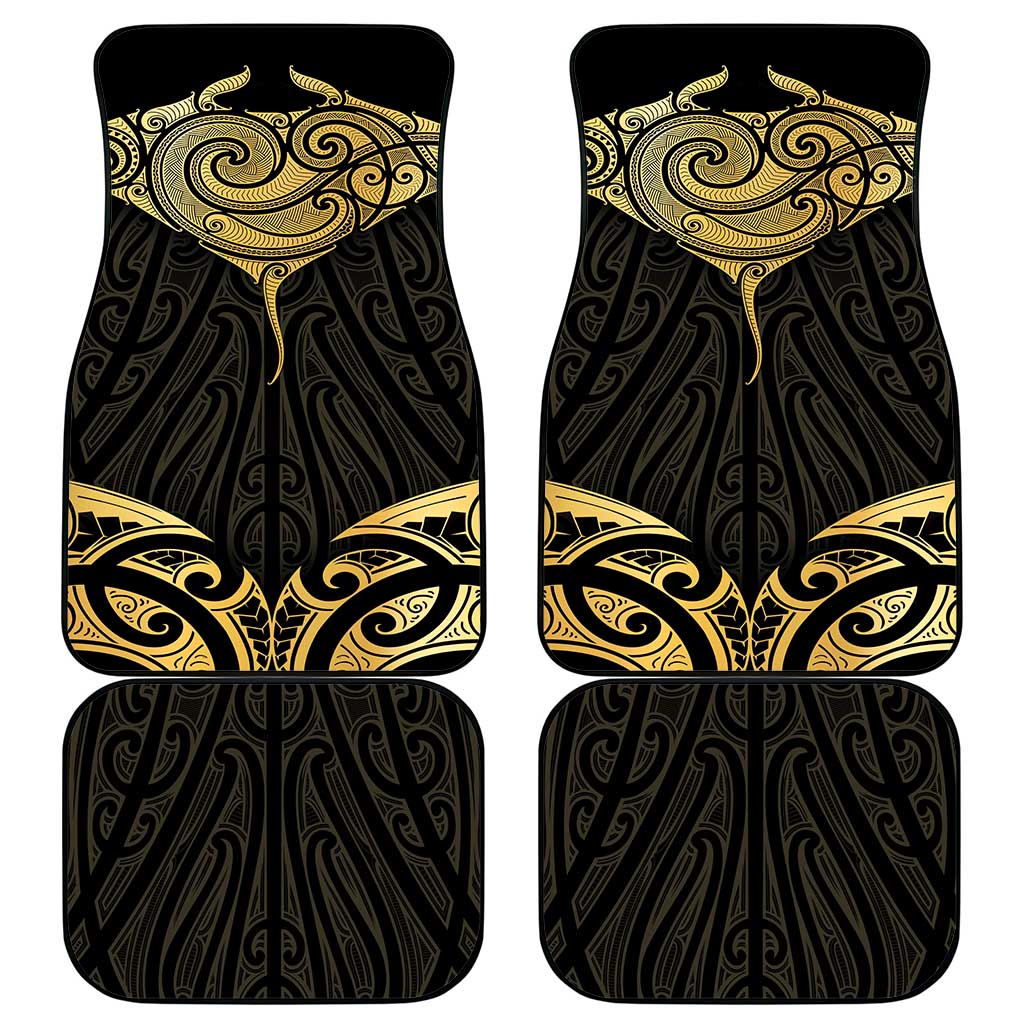 Gold Black New Zealand Manta Ray Car Mats Aotearoa Maori Haehae LT14 - Polynesian Pride
